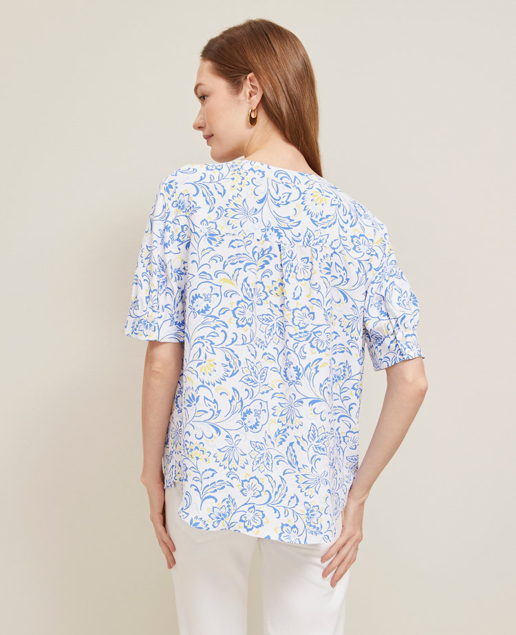 Petite Paisley Floral Half Sleeve Popover
