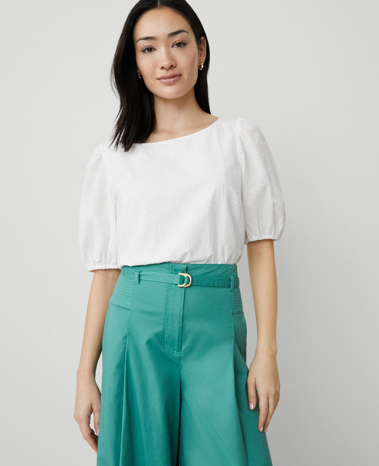 Petite Eyelet Boatneck Popover