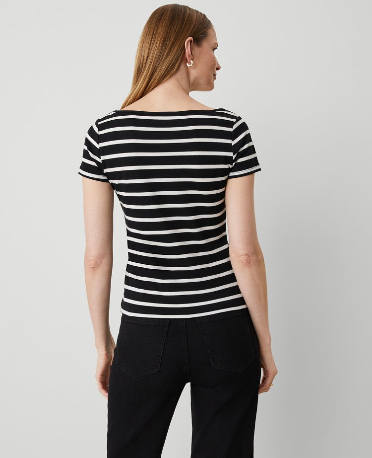 Petite Striped Square Neck Tee