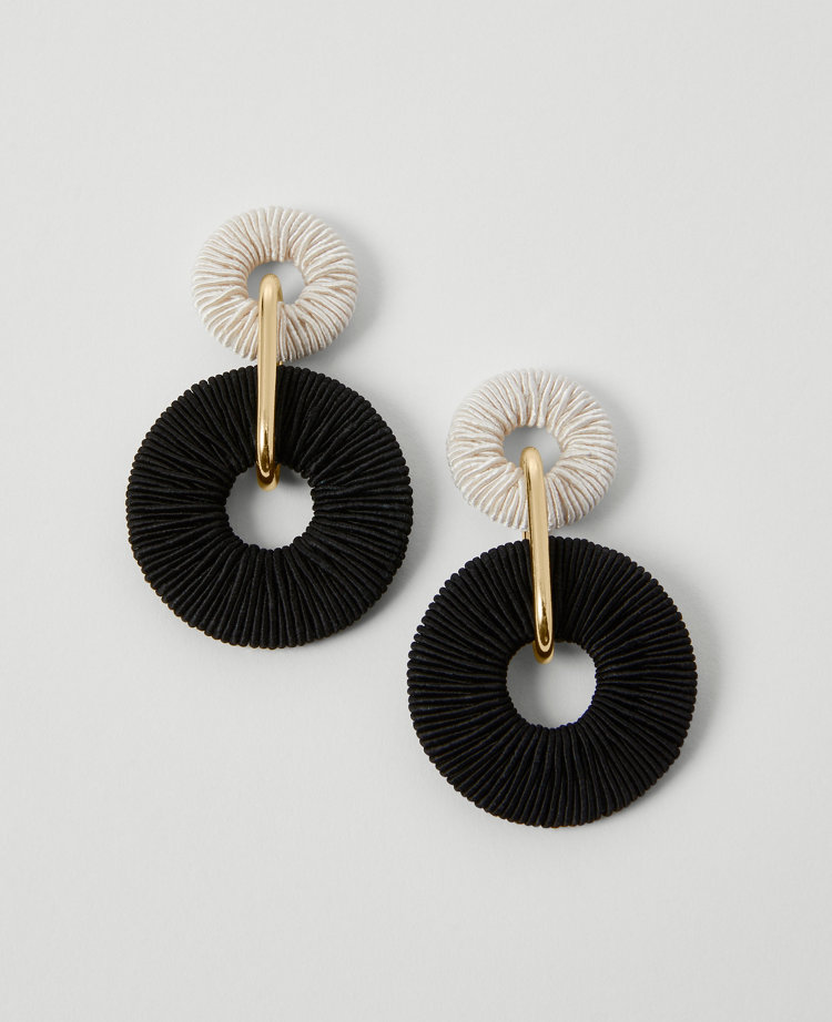 Double Circle Threaded Drop Earrings