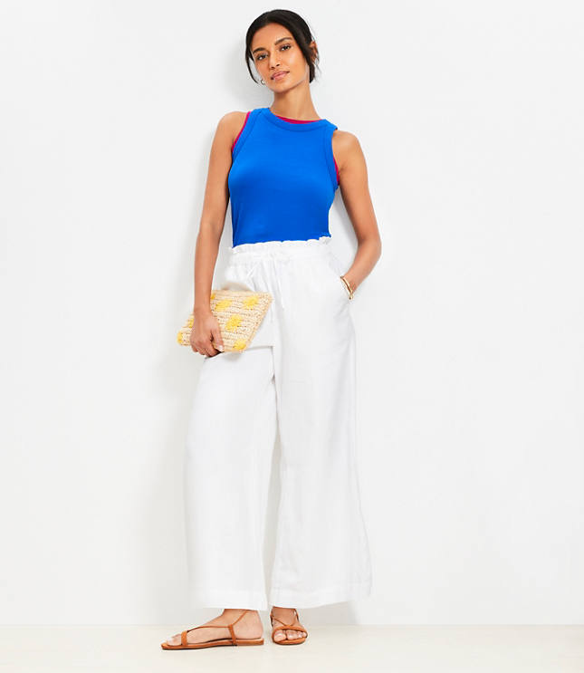 Breezy Wide Leg Ankle Pants in Linen Cotton