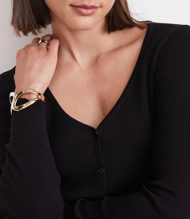 LOFT Versa Ribbed V-Neck Cardigan
